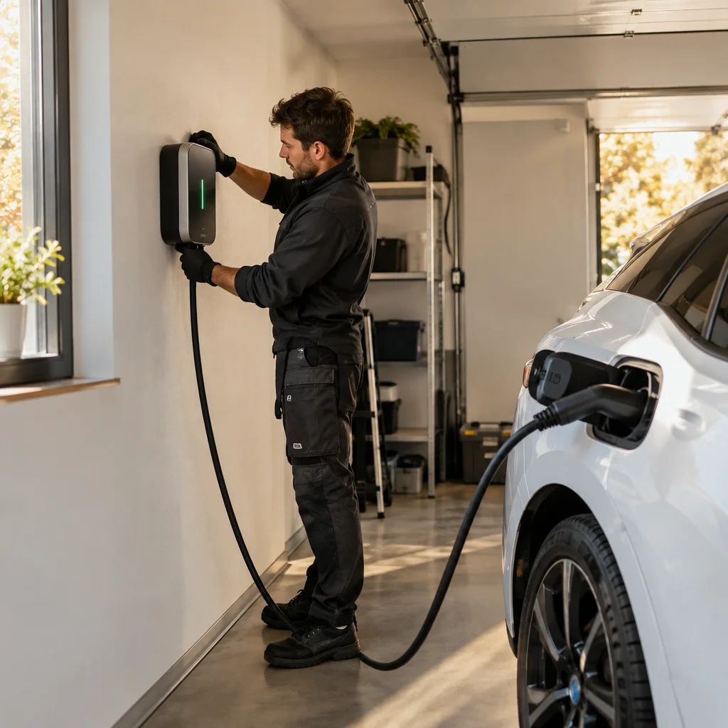 Installation d'une borne de recharge pour véhicule électrique dans un garage - Wanelect